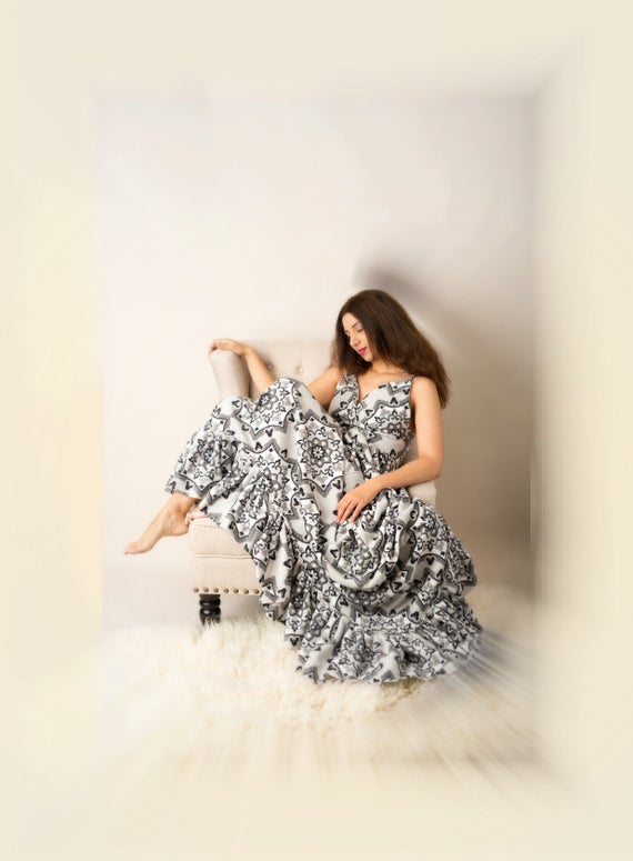 Miss Angelina's floor length backless nightgown ~ sexy bedtime dress with ruffled hem ~ cozy anti-pill fleece by porshesplace steampunk buy now online
