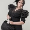 Pin up frilly bag / Black ruffled evening bag / Pleated purse Convertible from Crossbody bag to Shoulder bag to Handbag / Steampunk ooak by MetamorphQC steampunk buy now online