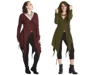 PIXIE HOODIE, Back lacing Jacket, laced up t-top, psytrance top, STEAMPUNK Top, long fairy top, elf top - LcjkBL by GekkoBoHotique steampunk buy now online