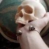 Silver Skull Bracelet, Adjustable Cuff, Gothic, Bangle, Biker Jewelry, Alternative, Witchy, Goth Fashion, Steampunk, Halloween, Skeleton by InchooBijoux steampunk buy now online
