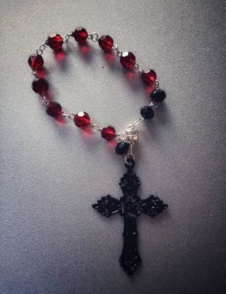 Steampunk goth rosary bracelet black cross by AgnesSnorkMaiden steampunk buy now online