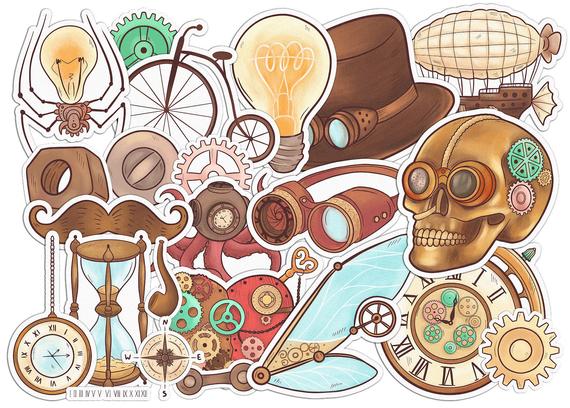 Vintage Gears 26 pcs Steampunk Art Aesthetic Stickers Paper Labels 2 inch Size No Repetition Luggage Decals Girlfriend Gift Journal Stickers by MyasCo steampunk buy now online