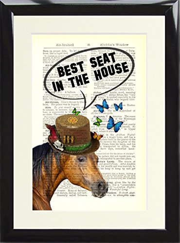 Framed Dictionary Print Steampunk Horse Best Seat in the House. Funny Toilet Loo Sign Poster printed on a Vintage Book Page. Presented in a Black Wood Frame steampunk buy now online