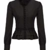 SCARLET DARKNESS Women Steampunk Gothic Lolita Long Sleeve Ruffle Button Blouse Tops Black Size S steampunk buy now online