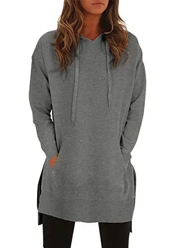 StyleDome Women's Hoodies Jumper Long Tops Plus Size Pullover Sweatshirt Loose Casual Coat Grey 999364 UK 14 steampunk buy now online
