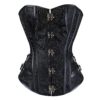 Grebrafan Sexy Steampunk Jacquard Corset Faux Leather Studded Overbust Bustier (UK(10-12) L, Black) steampunk buy now online