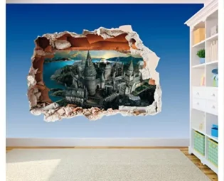 Hogwarts Castle Hole in Wall - Harry Potter 3D Art Printed Vinyl Sticker Decal (Large 600 x 425mm) steampunk buy now online