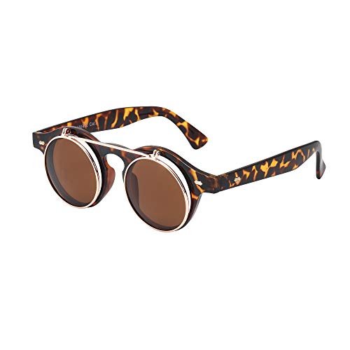 Sunglasses Men’s Ladies Flip Up Lens U400 Protection Vintage Classic Steampunk Look (A1 Tortoise) steampunk buy now online
