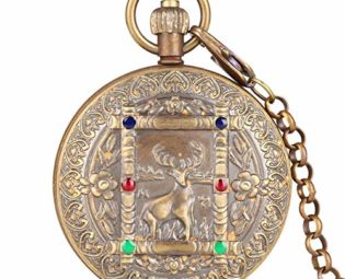 Retro Large Mechanical Watch for Men Horizontal Phases Moon Sun 24 Hour Skeleton Pocket Watches for Women Pendant Chain steampunk buy now online