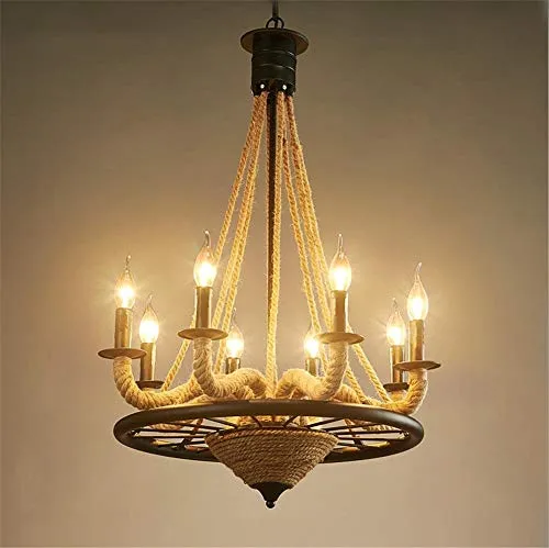 YQRDDD Chandeliers Vintage Industrial Pendant Ceiling Light Steampunk Retro LOFT Creative Hemp Rope Candle Chandelier 8 Lights Living Room Bedroom Bar Restaurant Decoration Lighting Chandelier steampunk buy now online