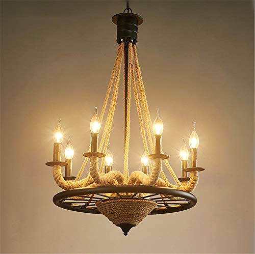 YQRDDD Chandeliers Vintage Industrial Pendant Ceiling Light Steampunk Retro LOFT Creative Hemp Rope Candle Chandelier 8 Lights Living Room Bedroom Bar Restaurant Decoration Lighting Chandelier steampunk buy now online