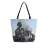 Hunihuni Canvas Tote Bag Steam Train Large Reusable Grocery Bags Shopping Shoulder Handbag for Woman Girl steampunk buy now online