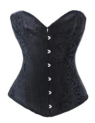 Bslingerie® Womens Waist Cincher Boned Corset with Brocade (UK 8 (S), Black) steampunk buy now online