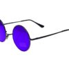 Morefaz Round Lennon Glasses Steampunk Sunglasses 50s Cyber Goggles Vintage Retro Style Hippy Ganja Weed Leaf (Blue Mirror) MFAZ Ltd steampunk buy now online