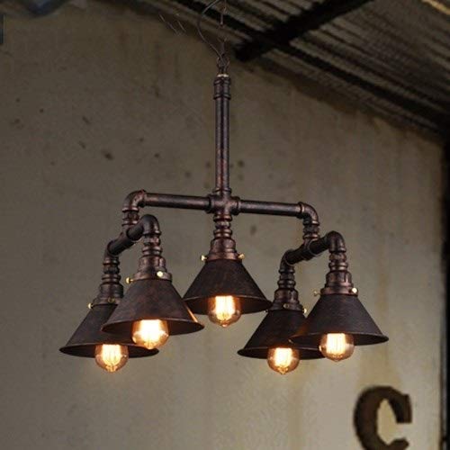 Raelf 5-head Retro Industrial Water Pipe Chandelier European And American Steampunk Chandelier Industrial Rusty 5-head Chandelier Attic Living Room Restaurant Bar Restaurant Iron Lamp E27 Accessories steampunk buy now online