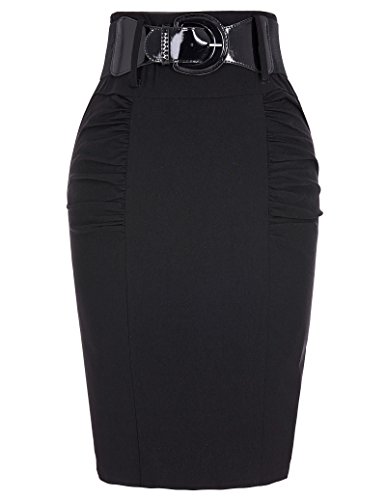 Kate Kasin High Waist Stretch Pencil Skirt Black Size M KK0271-1 steampunk buy now online