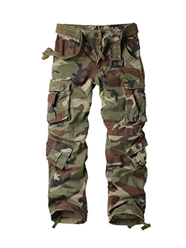 MUST WAY Women's Casual Trousers Camouflage Multi Pockets Cargo Trousers with 8 Pockets Battlefield Camo steampunk buy now online