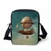 Fantasy Kids Crossbody Messenger Bag Purse,Surreal Sky Scenery with Steampunk Airship Fairy Sci Fi Stardust Space Image,Cross Body Bags boys Girls 3D Printed Shoulder Bag,Teal Brown steampunk buy now online