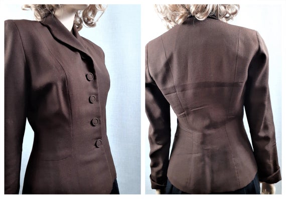 Beautiful 40's Gaberdine Tailored Blazer Jacket - 40's Fitted Blazer - 30's Fitted Peplum Blazer by HippieVintageGirl steampunk buy now online