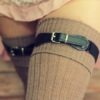 BLACK Elastic Clip Garters for THIGH High Socks - Buckles faux leather Elastic Stocking Suspenders - vegan friendly adjustable over socks by footFETISHsocks steampunk buy now online