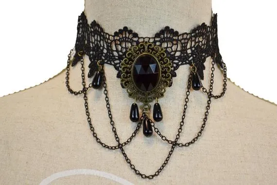 Dote Vintage Gothic Style Tear Drop Black Tassel Heavy Choker Necklace Pendant Adjustable Stunning Steampunk Lolita Jewellery Wedding Party by DOTEVINTAGEGB steampunk buy now online Dote Vintage Gothic Style Tear Drop Black Tassel Heavy Choker Necklace Pendant Adjustable Stunning Steampunk Lolita Jewellery Wedding Party by DOTEVINTAGEGB steampunk buy now online
