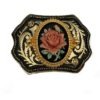Hand Painted Rose Cameo Belt Buckle - Portrait Gold Flower Western Cowgirl Wild West Bouquet Horse Gift Costume Goth Cabochon Black Floral by BeltsBucklesBolos steampunk buy now online