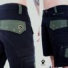 Men Shorts - Cargo Pants - Studs - Rivets - black - olive by KarmaSyndikat steampunk buy now online