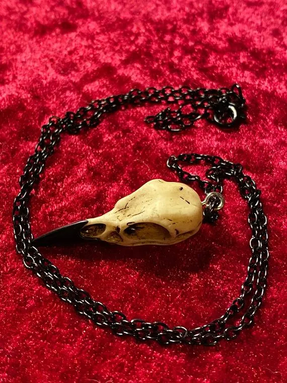 Mini Raven (Crow) Skull Replica Necklace by EtherealHeathens steampunk buy now online