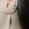 Pierced silvering Ear Cuff with Chains,Cones or Spikes - rock/ goth/ art deco/ steampunk style by Flamens steampunk buy now online