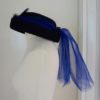 Upcycled Steampunk Electric Blue Net And Deep Blue Pure Wool Riding Hat With Feather Detail by IndustriousImaginare steampunk buy now online