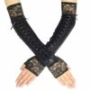 Coucoland Steampunk Gloves Lace Up Fingerless Gloves Adjustable Long Gloves for Evening Party (Laceblack 2) steampunk buy now online