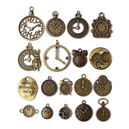 18 Pcs/set Clock Pendant Charms, Multicolored Mixed Antique Bronze Watch Gear Cog Wheel Charms Steampunk Clock Pendant DIY Jewelry Making Accessories steampunk buy now online