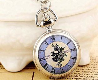 DFBGL Pocket Watch Steampunk Necklace Women Pocket Watch Pendant Quartz Pocket Watch Fashion Print steampunk buy now online