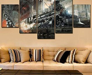 Modern Artwork Prints 5 panel Prints on Canvas Steampunk Retro Train Wall Art For Home Modern Decoration Framed Pictures Stretched Framed Artwork Gift steampunk buy now online