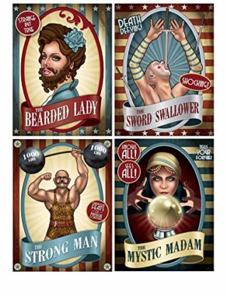 Pack of 4 Assorted Vintage Circus Poster Cutouts - Party Wall Decorations steampunk buy now online