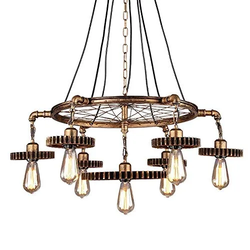 Light Lamp Retro Restaurant Light Chandelier Personality Steampunk Hanging Light 7-Lights American Industrial Pendant Light Light Fixtures Ceiling Chandelier Edison E27 Gear Creative Chandelier steampunk buy now online