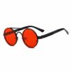 AJIAO Sunglasses Red Lens Sunglasses Men Round Vintage Steampunk Sun Glasses For Women Gold Silver Metal Flat Top Uv400 steampunk buy now online