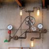 Wall Light Vintage Lighting Indoor Retro Industrial Style Antique Bicycle Chain Design E27 3 Heads DIY Do The Old Iron Water Pipe Gear Wall Lamp for Bar Restaurant Coffee Shop and Home Decoration Use steampunk buy now online