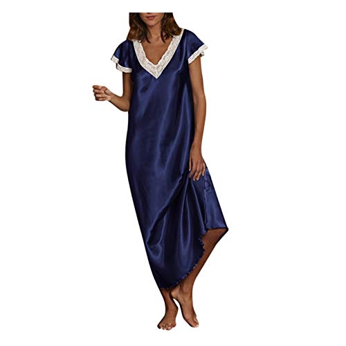 Womens Dress, SHOBDW Maxi Dresses for Women Nightdresses Nightshirts Plus Size Short Sleeve V-Neck Homewear Pajamas Long Dress Nightgowns Sleepwear(Navy,XXL) steampunk buy now online
