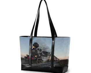 Hunihuni Laptop Tote Bag Steam Train Woman Large Capacity Canvas Shoulder Handbag fits 15.6 inch for Travel School Daily Use steampunk buy now online