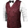 COOFANDY Mens Victorian Vest Steampunk Double Breasted Suit Vest Slim Fit Brocade Paisley Floral Waistcoat - red - Large steampunk buy now online