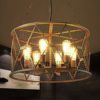 XYJGWDD Chandelier Industrial Retro Style Hanging Light Round Wrought Iron Birdcage Ceiling Pendant Light with 6 Spiral Lamp Holder of E27,Indoor Decorative Lights for Living Room steampunk buy now online