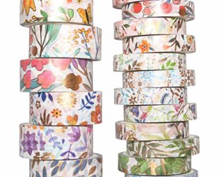 YUBBAEX Washi Tape Set Decorative Tape Craft Supplies for DIY, Bullet Journal, Craft, Gift Wrapping, Scrapbooking (Spring Floral 18 Rolls) steampunk buy now online