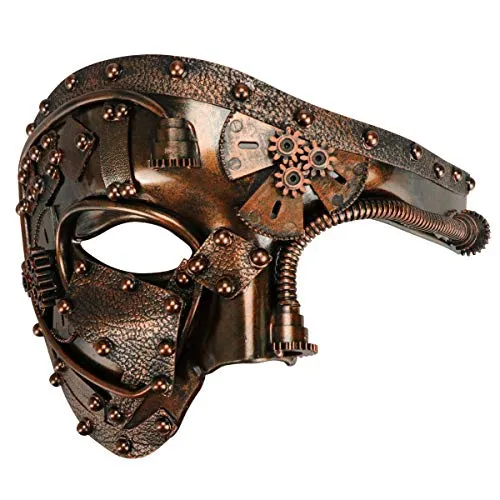 Coddsmz Masquerade Mask Steampunk Phantom of The Opera Mechanical Venetian Party Mask (Antique Copper) steampunk buy now online