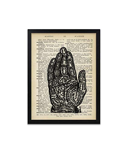 Chart of the Hand Print - Palm Reader Art - Steampunk Posters - Vintage Dictionary Wall Art - Wall Decor - Abstract - Frame Not Included steampunk buy now online