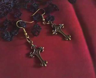 Bronze Cross Earrings by CharmingBones steampunk buy now online