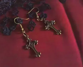 Bronze Cross Earrings by CharmingBones steampunk buy now online