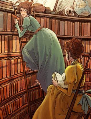 Library Ladders 8x12 victoriana art print by theGorgonist steampunk buy now online