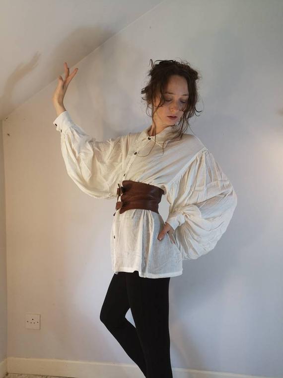 Pirate Top Long - White by TheGardenOfHeathens steampunk buy now online