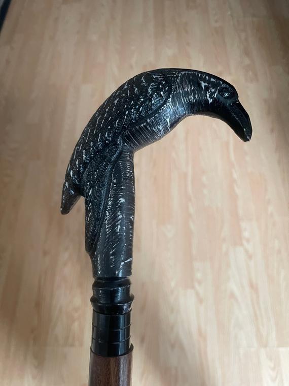 Rare Victorian RAVEN Handcrafted Walking Stick Cane-AL Steampunk Handle Walking Wooden Cane-Best Collectible Gift by VintagegiftCrafts steampunk buy now online